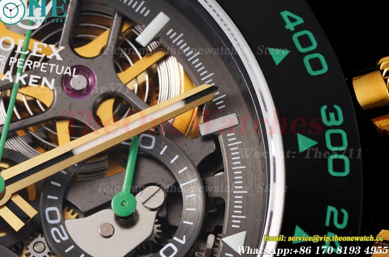 N6F Skeleton DLC Rubber 40mm Green RU DD4130 Dial Blaken On Daytona 0328